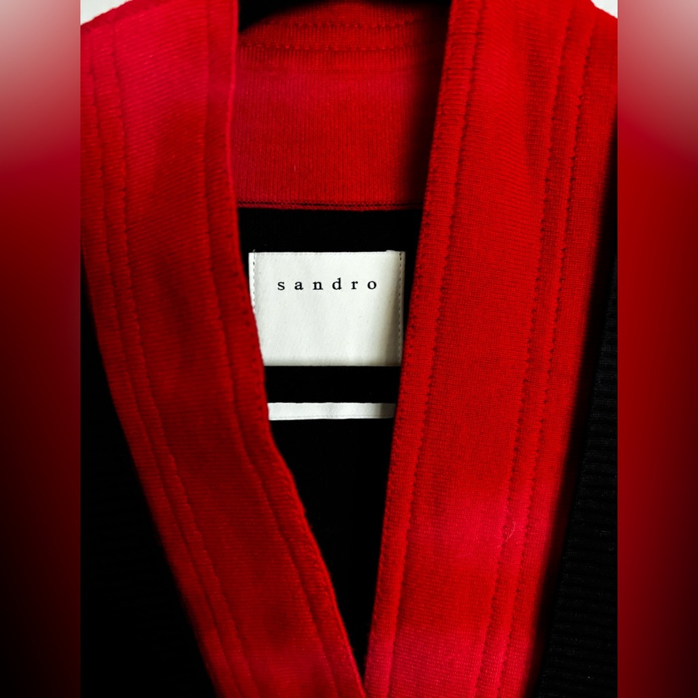 Sandro Black Cardigan with Red Trim - Picture 6 of 7